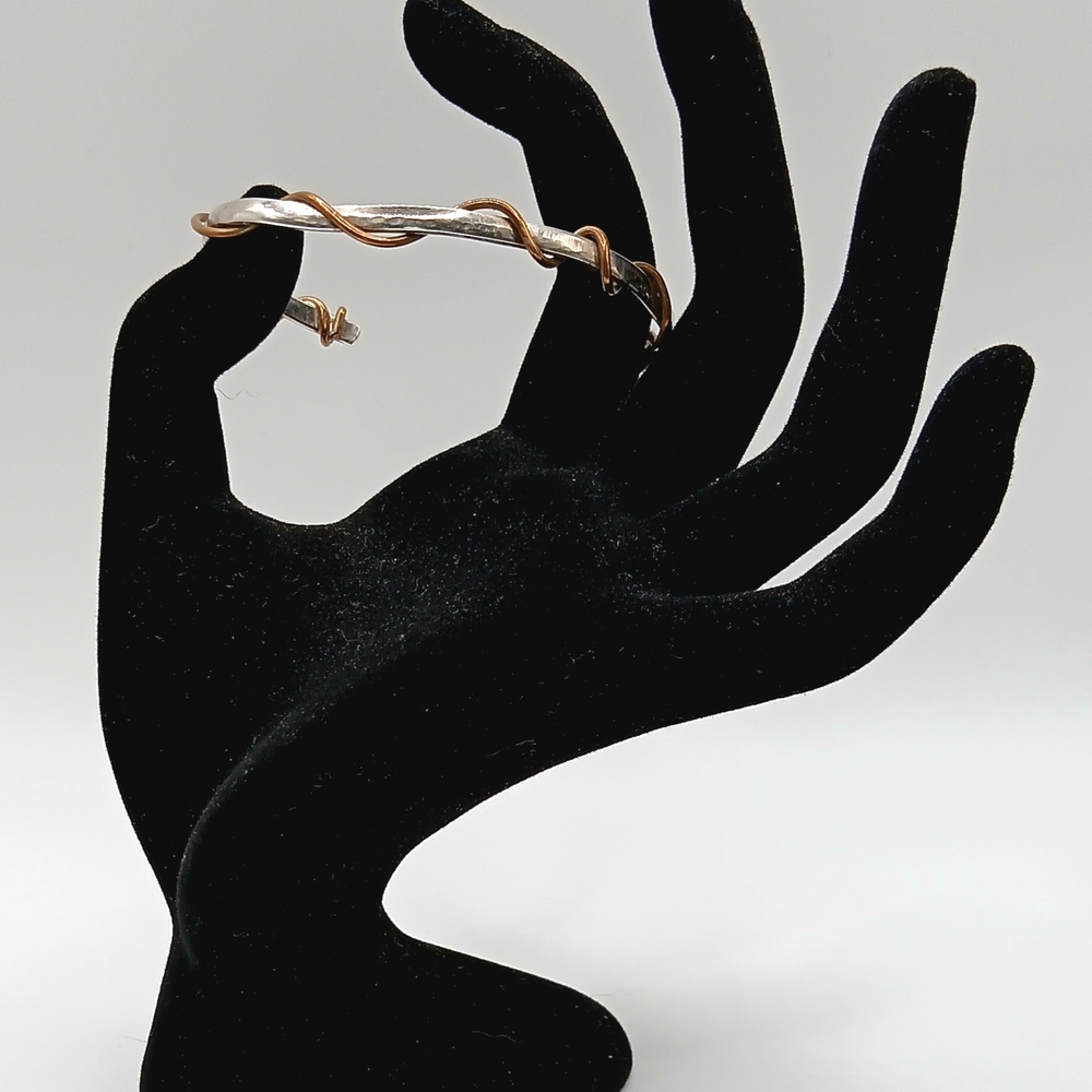 Silver and Gold Twist Bangle Bracelet